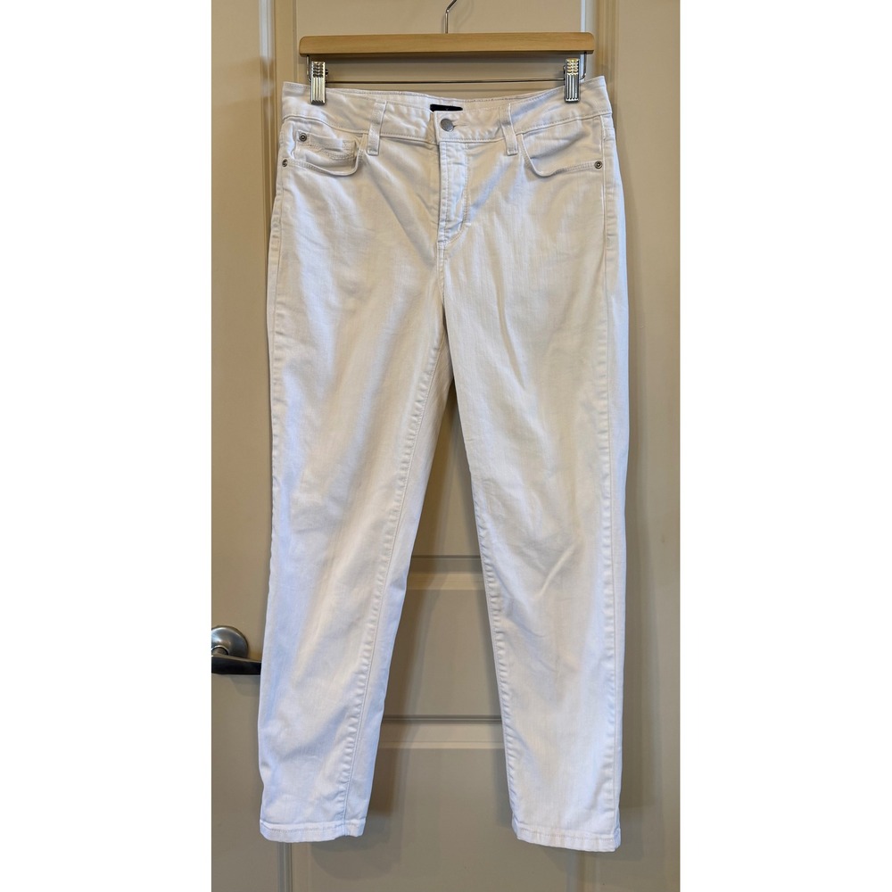 NYDJ Women's White Ankle Jeans Slim Leg Stretch Denim Pants Jeans Size 8